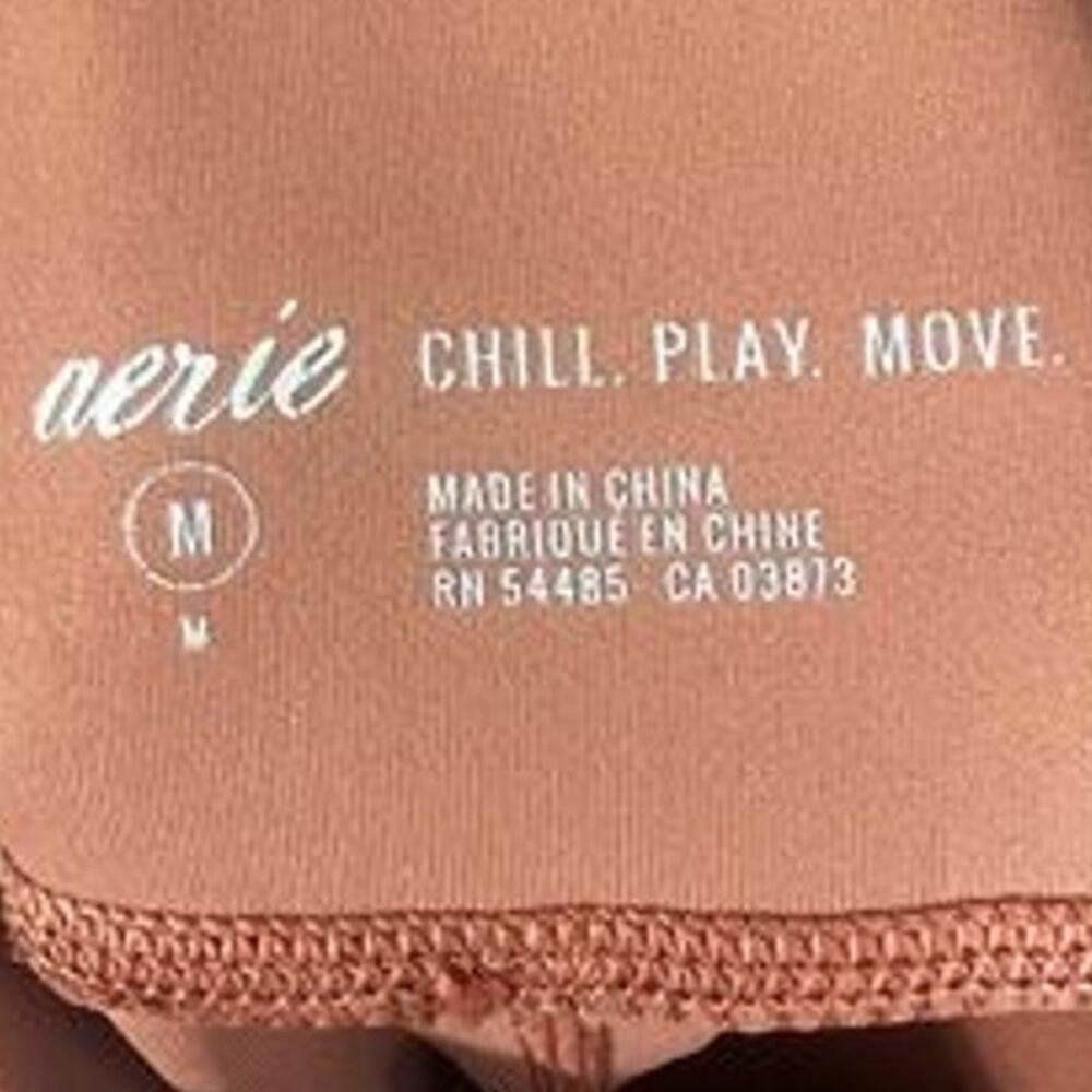 Aerie Bike Shorts Womens M Rust High Waist Pockets Activewear Athleisure Fitness - Picture 5 of 5